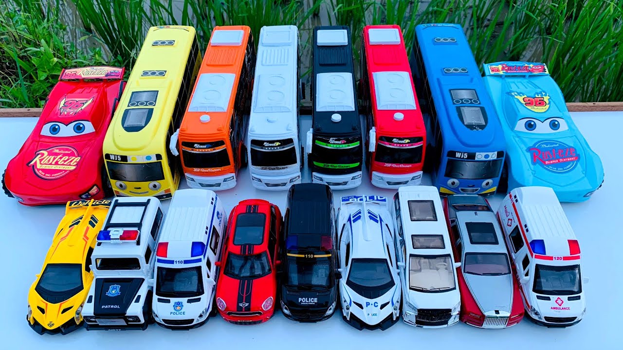 Mobil Mobilan Mcqueen, Bus tayo, Bus Basuri, Mobil Polisi, Mobil Ambulan, Mobil Balap, Damkar #4999
