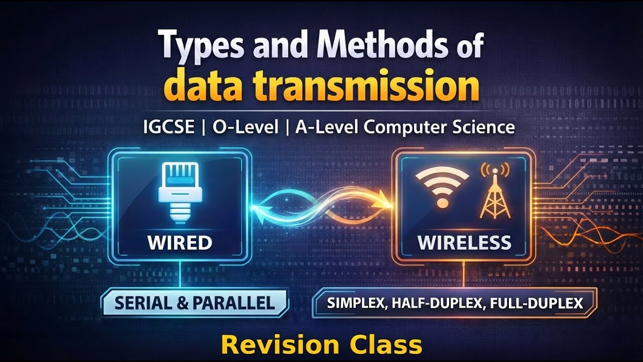TYPES AND METHODS OF DATA TRANSMISSION | IGCSE & O LEVEL  ( REVISION CLASS )