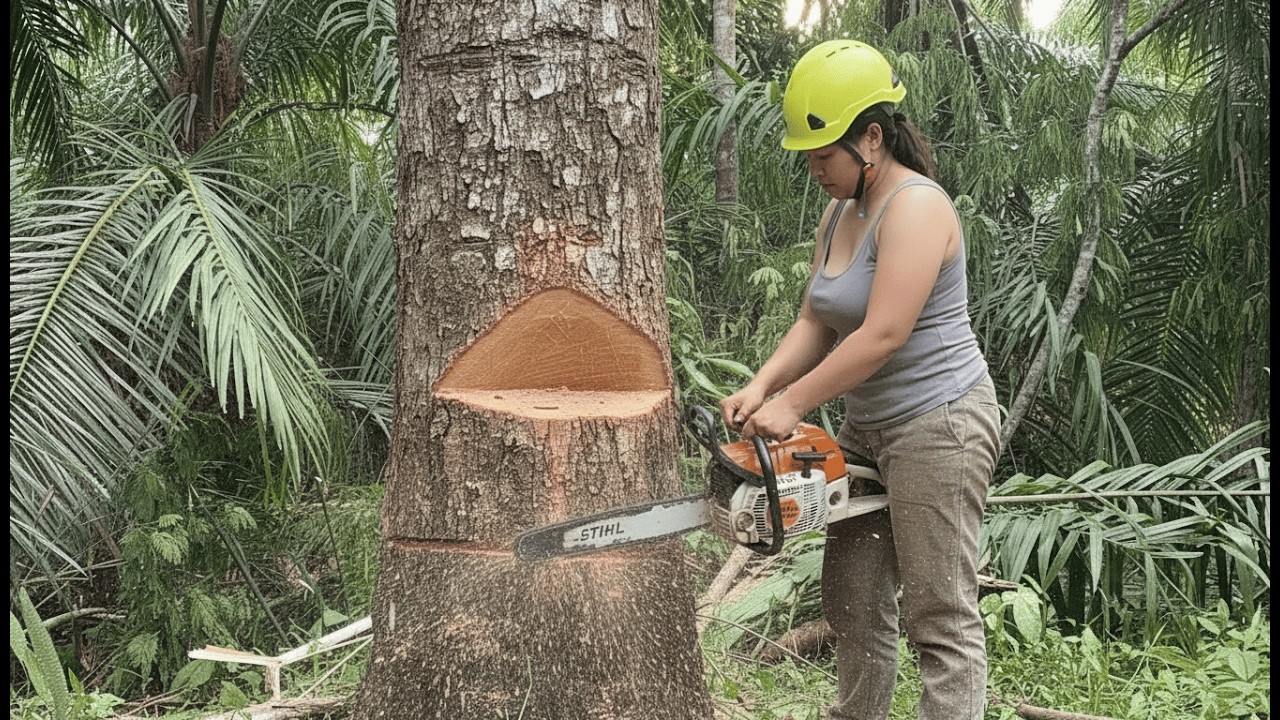 TERRIFYING HEIGHTS! CUTTING A MASSIVE TREE ON THE EDGE OF A CLIFF ABOVE THE CLOUDS