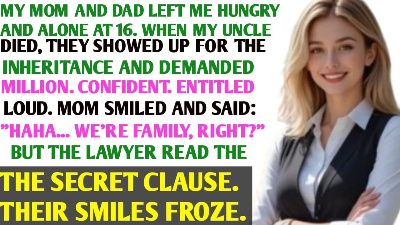 My Mom Abandoned Me at 16 — Years Later at My Uncle’s Inheritance Reading, She Demanded Millions…But