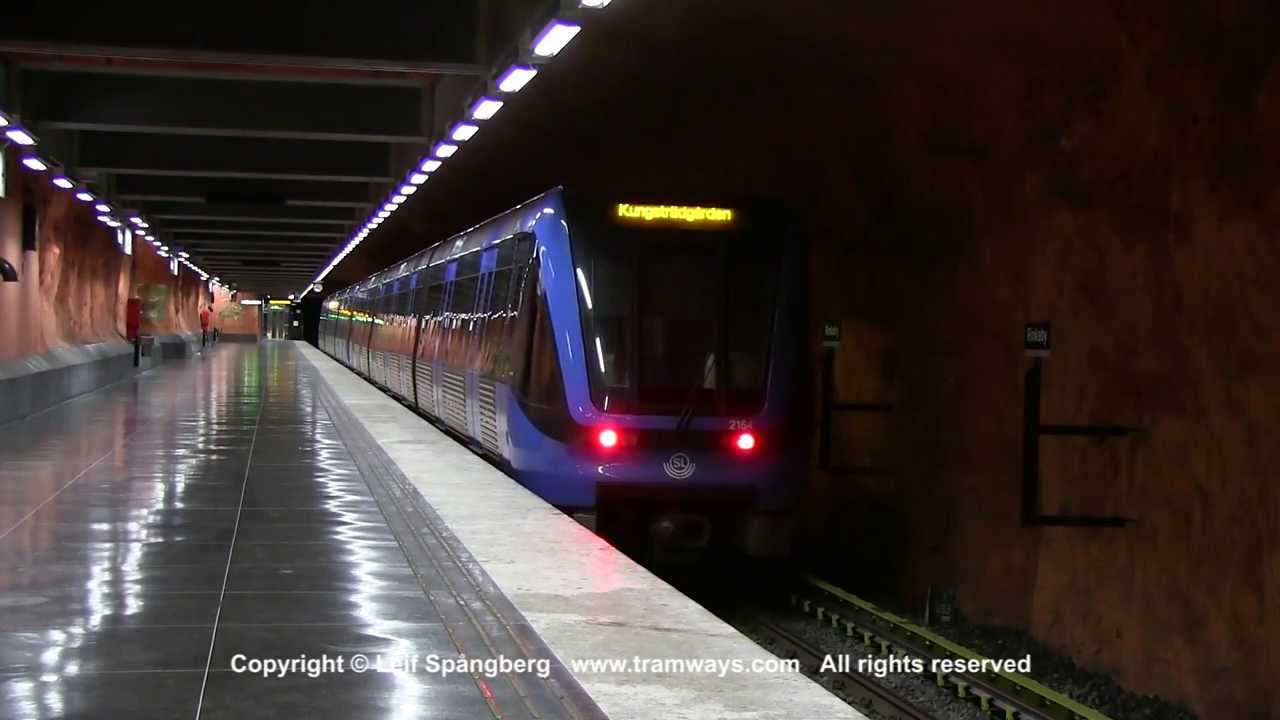 SL Tunnelbana tag Metro trains at Rinkeby station Stockholm Sweden
