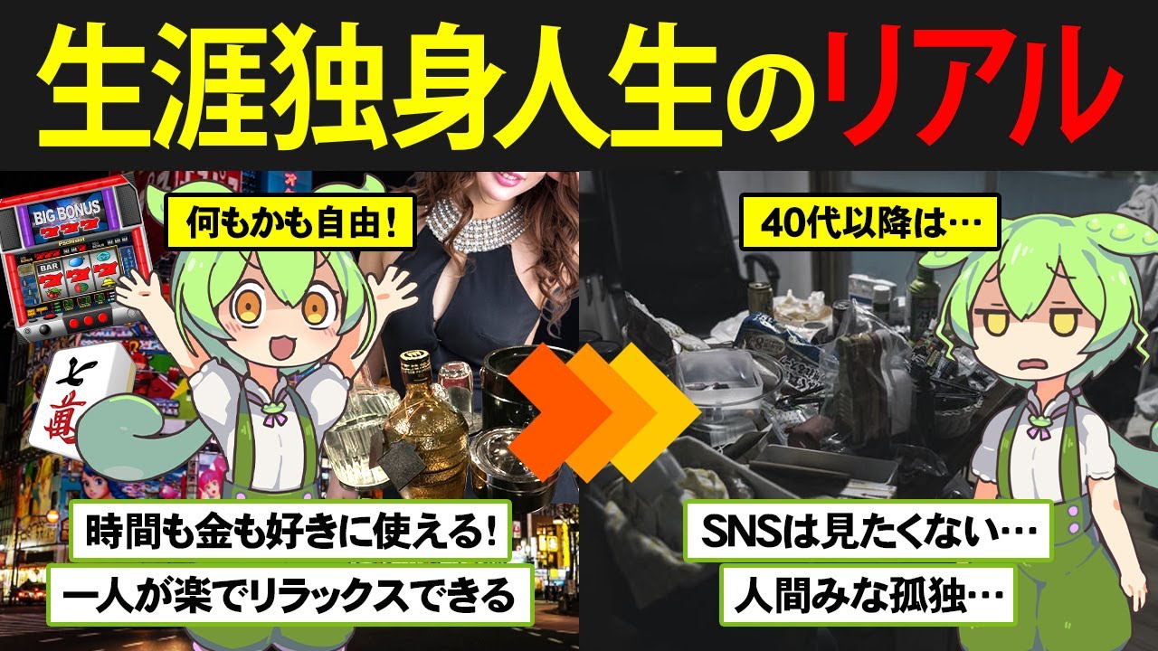 【日本人の3割の人生】生涯独身を選んだずんだもんの末路