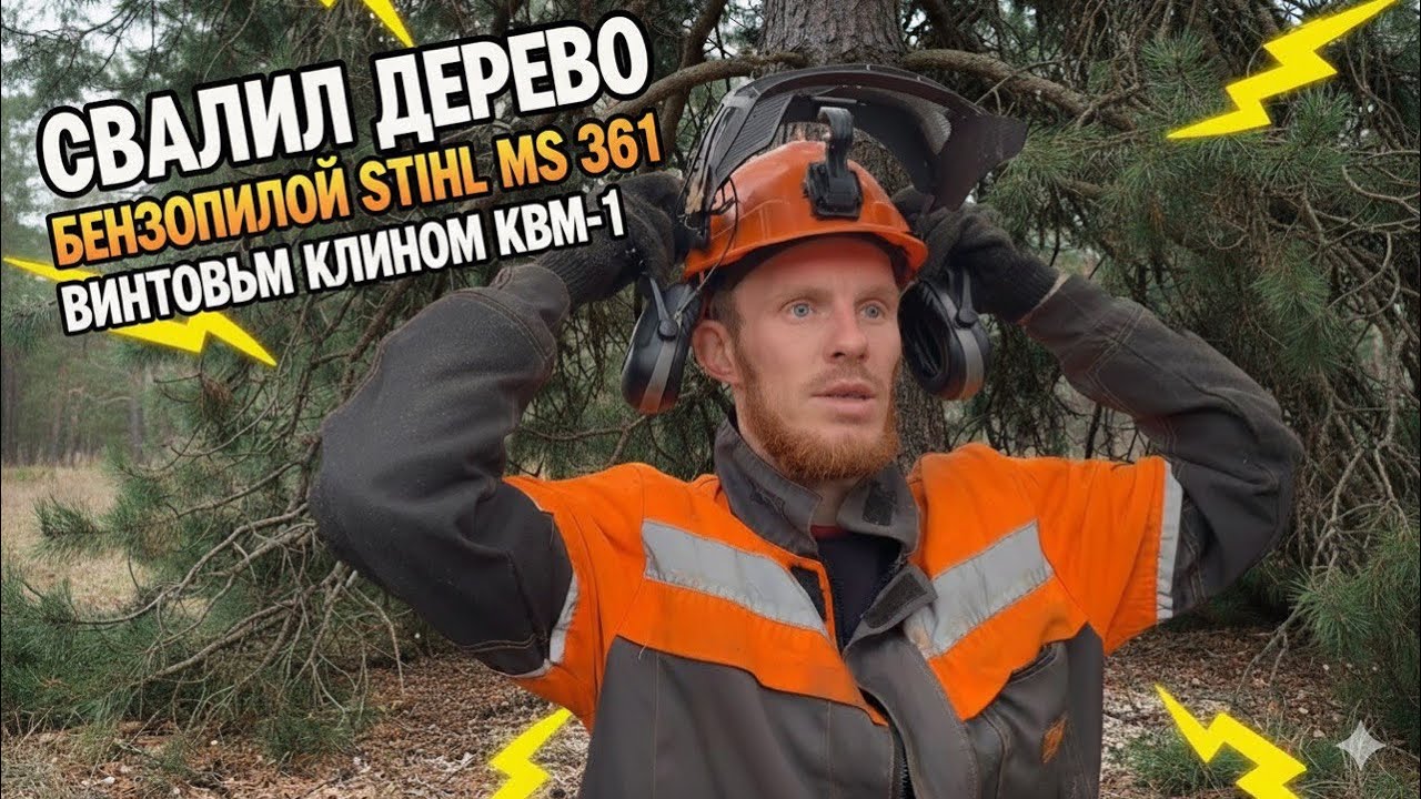 Валка дерева испытания для лесоруба не заложить дорогу 