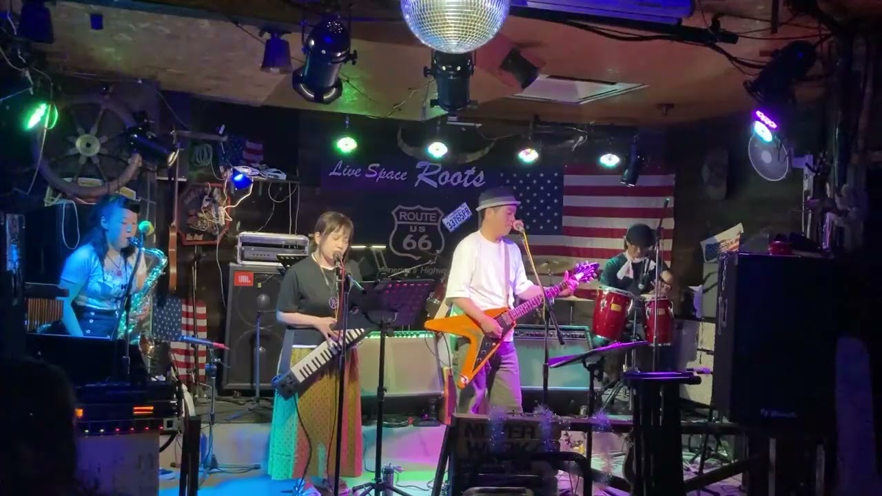 舟唄 八代亜紀 カバー（Roots フォークandポップスライブ20250621）エレキギター、サックス、ジュニアコンガ、ショルダーキーボード、歌