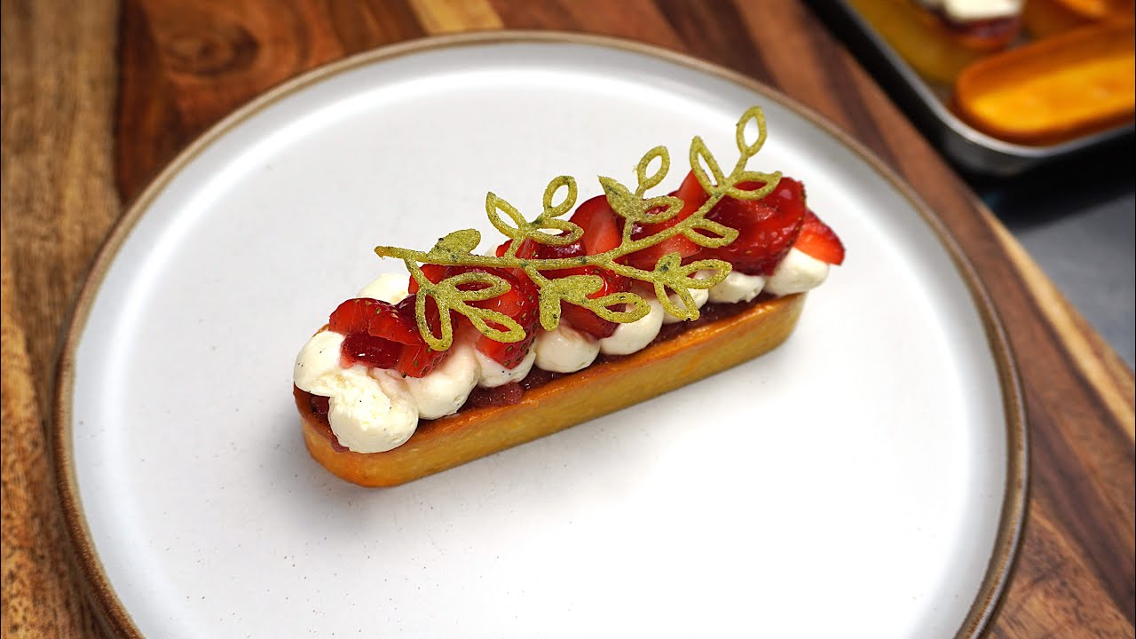 Strawberry Tart with Black Sesame Praline / Mother's Day / Hungry Shark