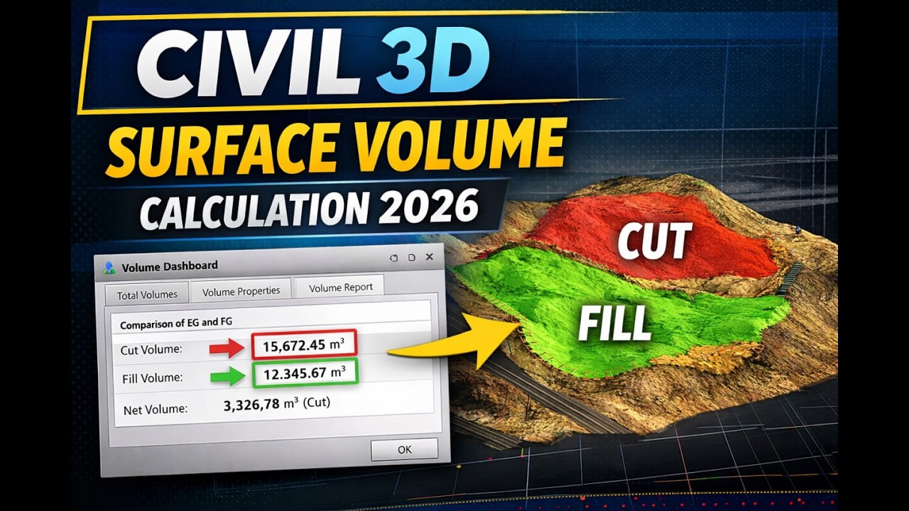 How to Calculate Surface Volumes|Quantity in Civil 3D 2026