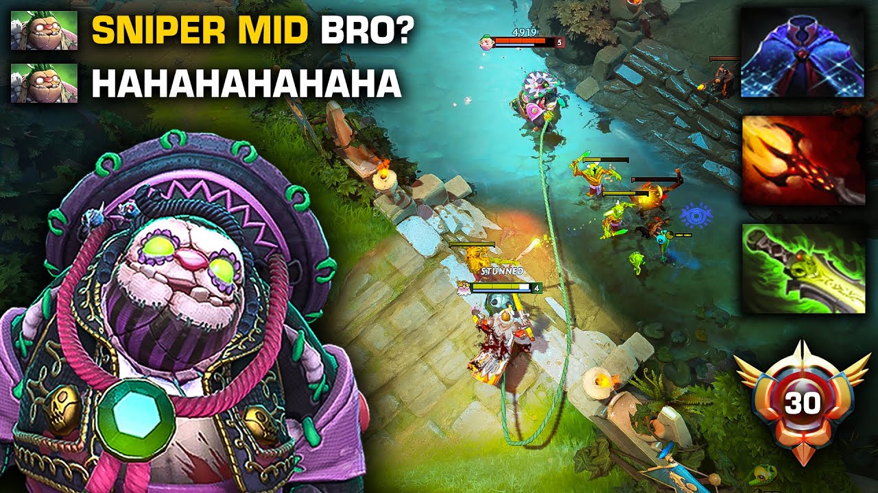 When Sniper Meets Grandmaster Tier Pudge On Mid | Pudge Official