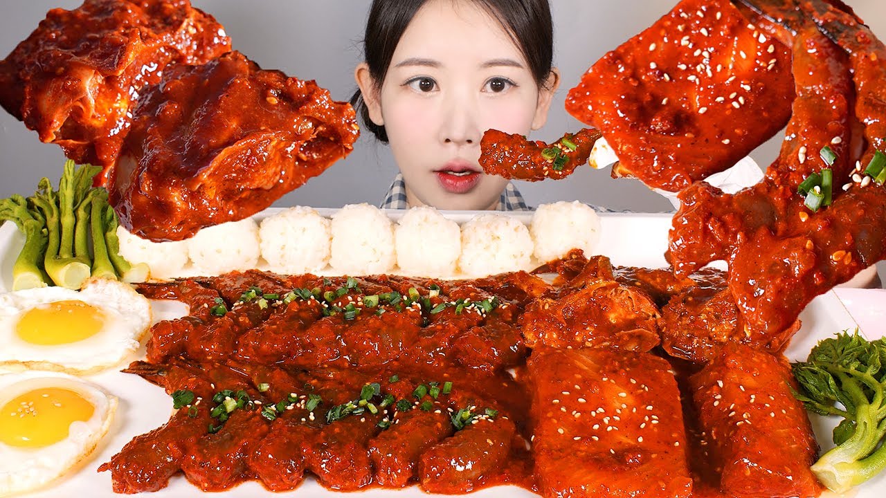 불타는 장🔥 핵불닭 소스 넣은 새우장 연어장 암꽃게장 먹방 Spicy Marinated Crab & Shrimp & Salmon  mukbang korean food