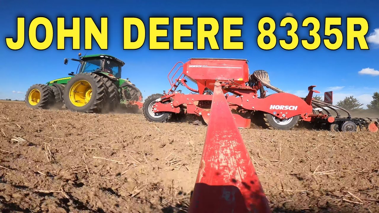 JOHN DEERE 8335R mit Zwillingsreifen!   ..und HORSCH PRONTO 7 DC