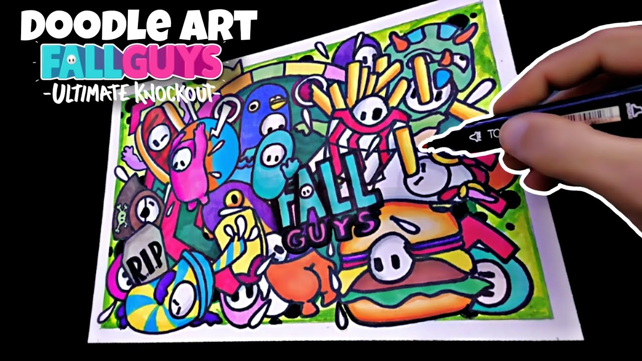 DIBUJO UN DOODLE ART DE FALL GUYS | how to make a fall guys doodle art | DIBUJOS DE FALL GUYS | #1