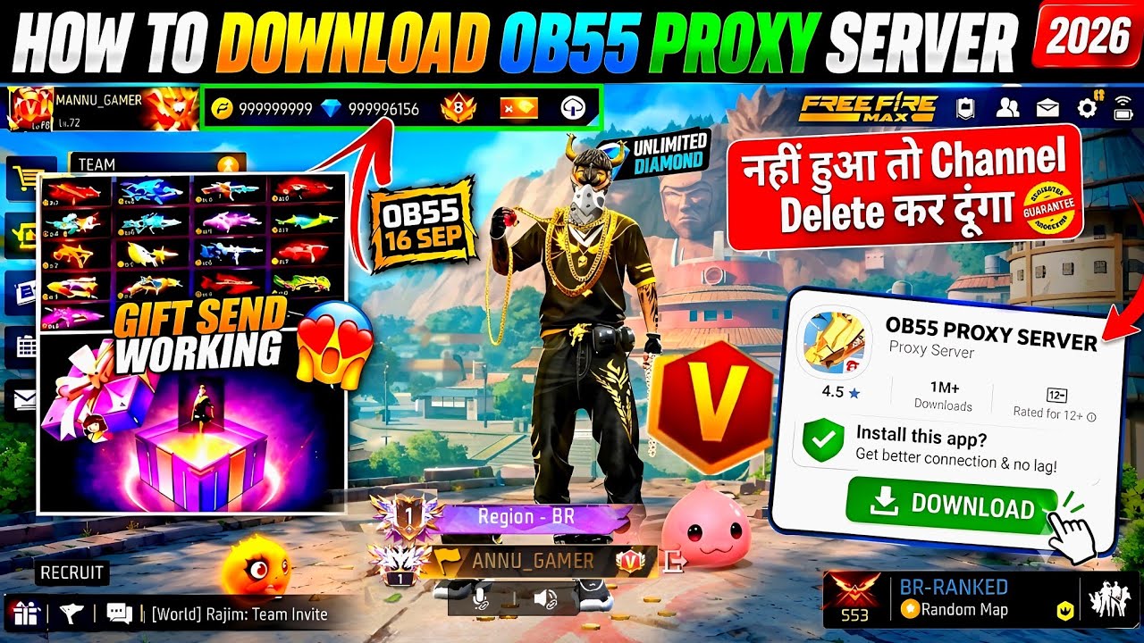 How To Download Proxy Server 💯😱🔥, proxy Server Free Fire Kaise Download Karen, Ob55 Proxy Server ff