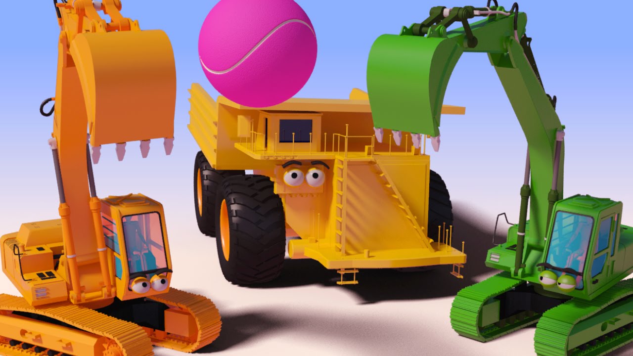 VIDS for KIDS in 3d (HD) - Excavator, Digger Ball Funny Cartoon for Children - AApV