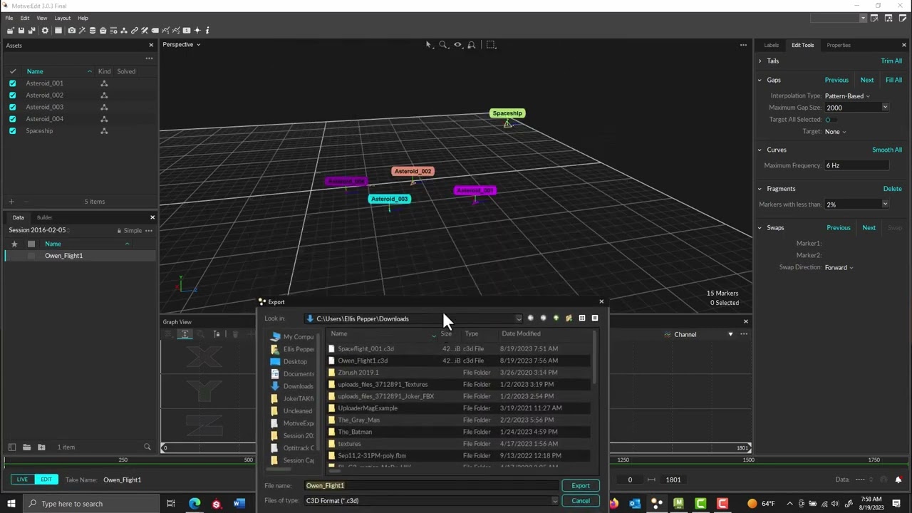 Motive to MotionBuilder using C3D Format