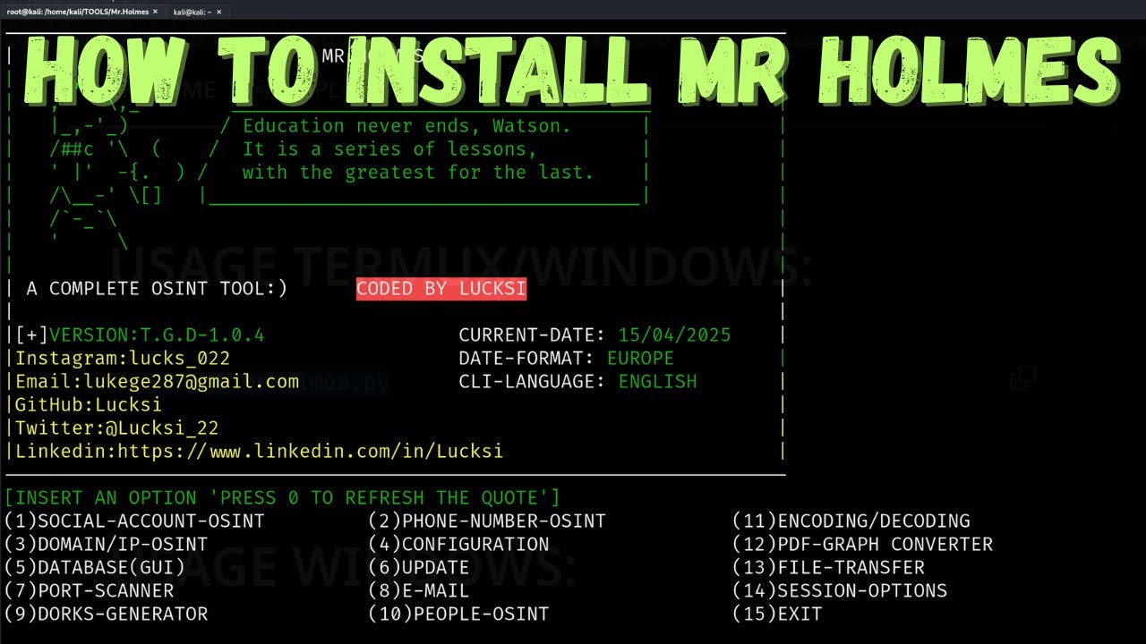 Как установить Mr. Holmes OSINT — полноценный инструмент OSINT 2025