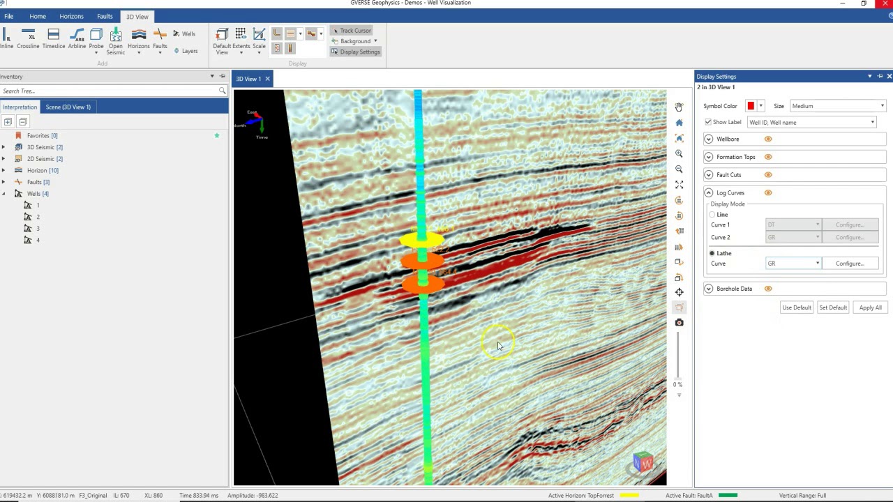 Demo - Visualizing Wells and Well Data in GVERSE Geophysics