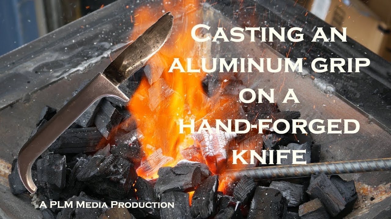 Отливка алюминиевой рукояти на выкованном вручную ноже