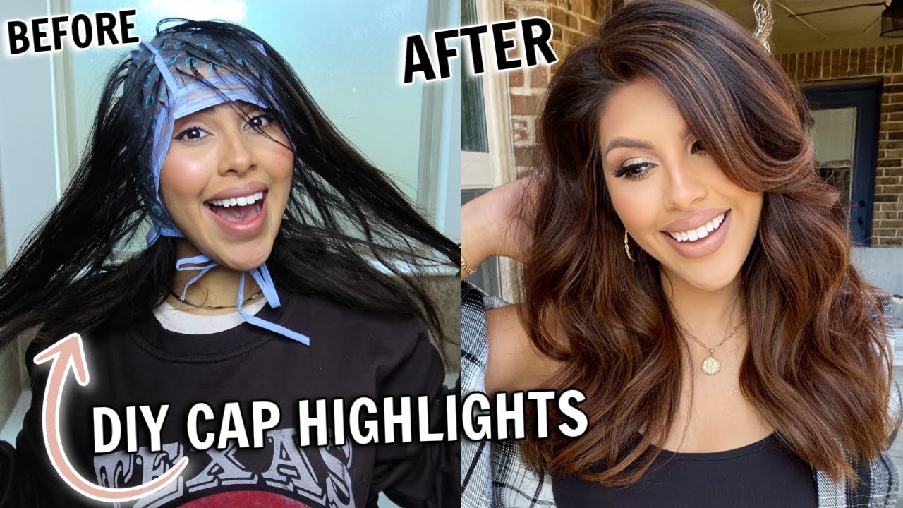 IT WAS ALMOST A FAIL! I ALSO TRIED A BLEACH BATH 🙃 DIY CAP HIGHLIGHTS! DARK TO MEDIUM GOLDEN BROWN!!