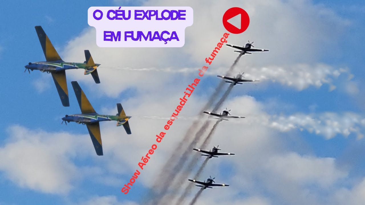 O céu explode em fumaça,  Show Aéreo da esquadrilha da fumaça #ShowAéreo#rioverde #aviation #avião