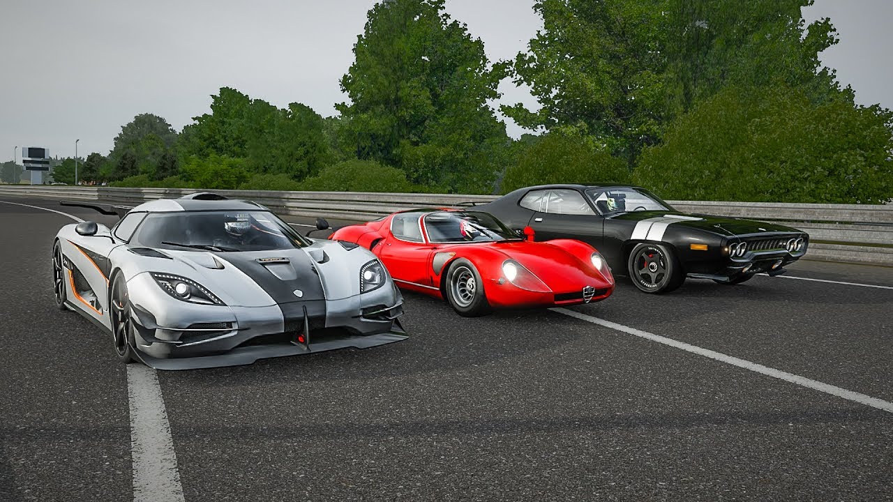 Forza 7 Drag Race! - Koenigsegg One:1 VS Plymouth GTX VS Alfa 33 Stradale!
