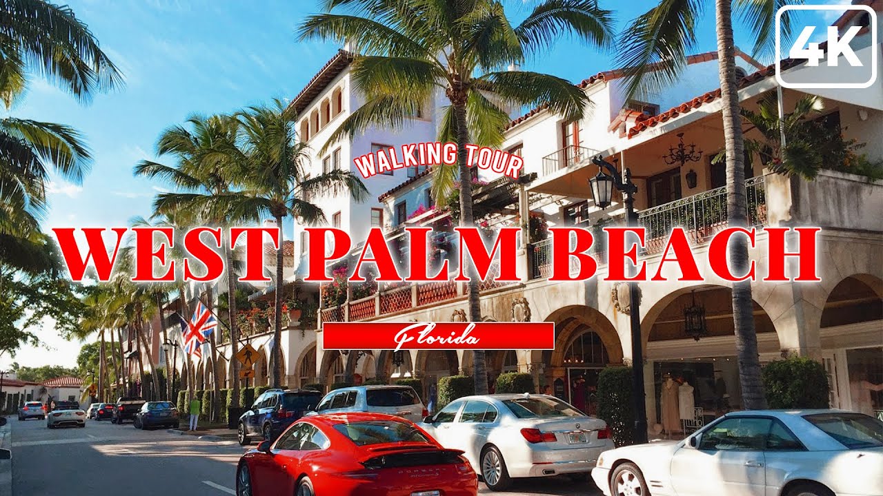 WEST PALM BEACH 4K Walking Tour 🌴 Beautiful Worth Avenue, Enchanting Vias, The Breakers Hotel