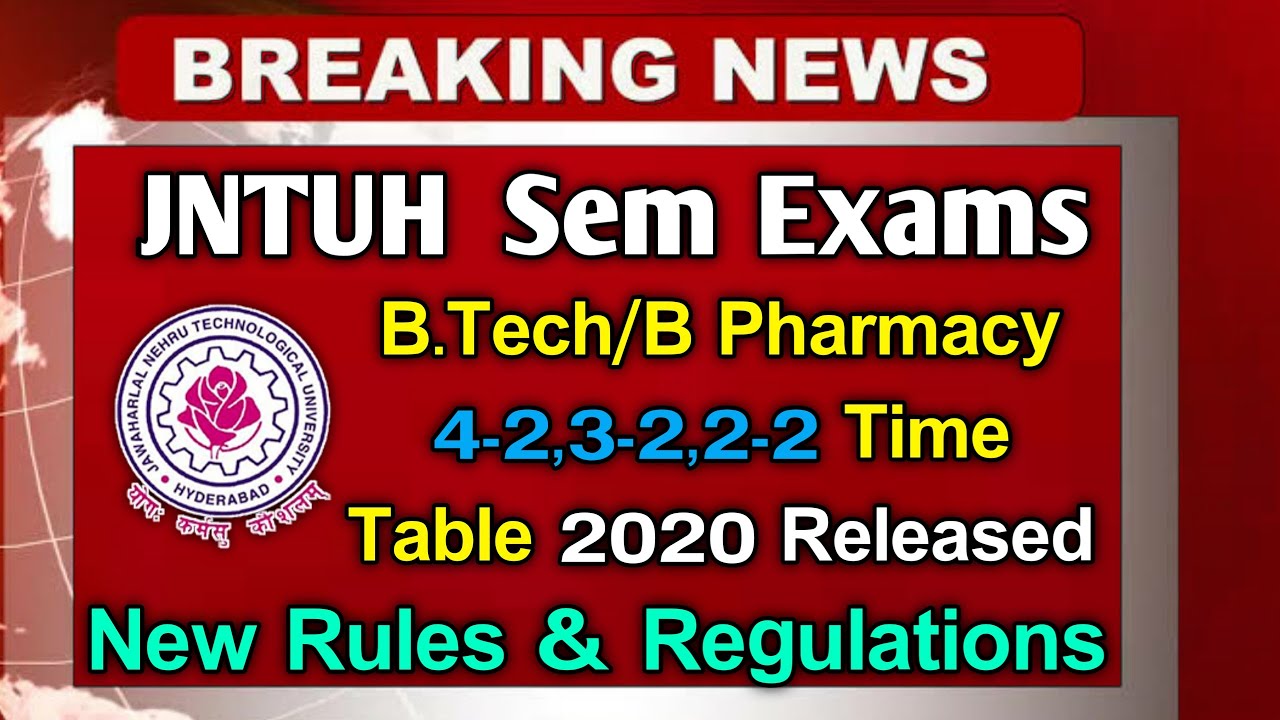 JNTUH 2nd 3rd IV years B.Tech B.Pharmacy Time Tables 2020 | JNTU Latest Update 2020 | Sem Exam Dates