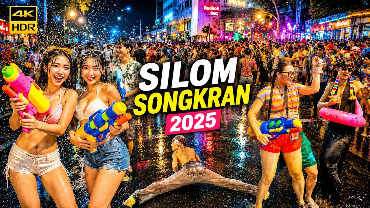 Thailand Songkran Festival 2025 the World's Biggest Water Fight in Silom road Bangkok