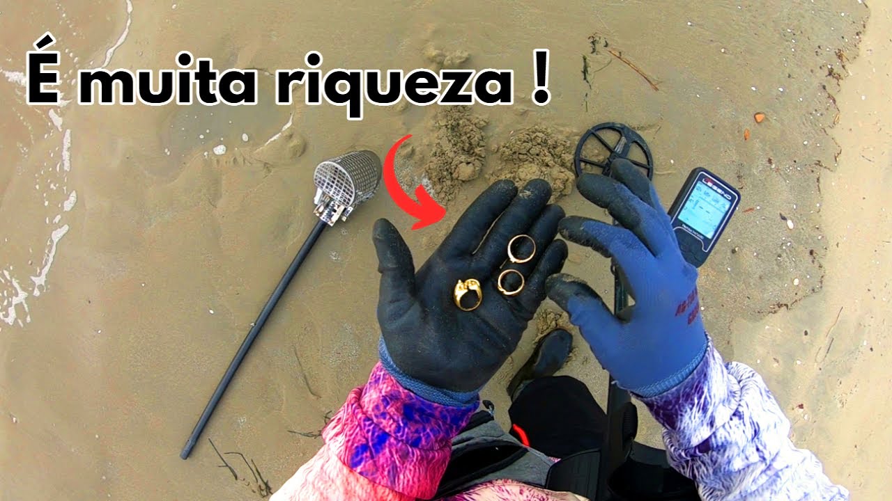 O GATO de OURO e o DIAMANTE de MEIO QUILATE! / detector de metal na praia / 金属探知機