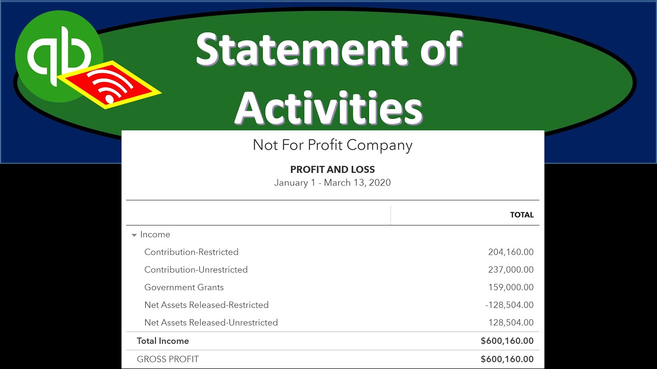Statement of Activities 185 QuickBooks Not for Profit