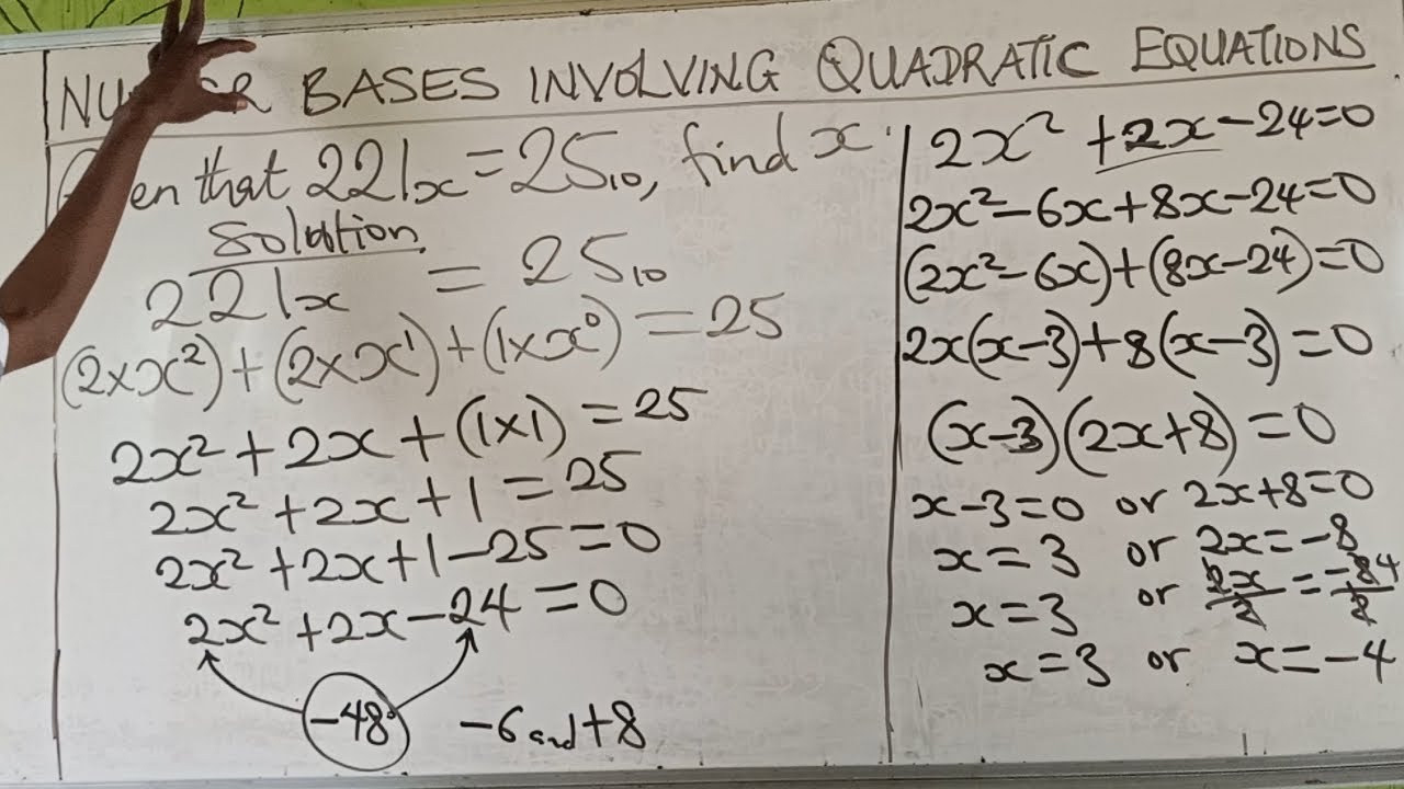 SOLVING QUADRATIC EQUATIONS IN NUMBER BASES 