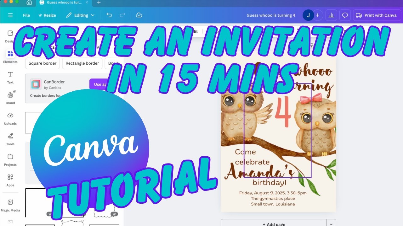Create an invitation in Canva with me in 15 minutes | Canva beginner invitation tutorial