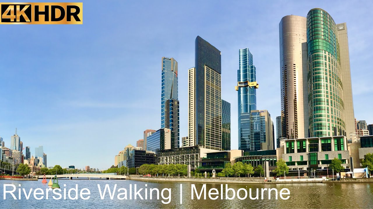 Riverside Sunset Walking | Yarra River | Melbourne Australia | 4K HDR