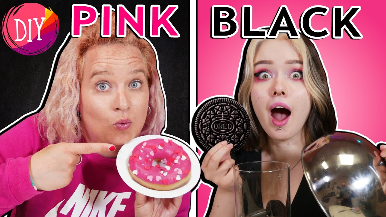 PINK VS BLACK FOOD CHALLENGE | EVA VS KATJA | SOOO LECKER!