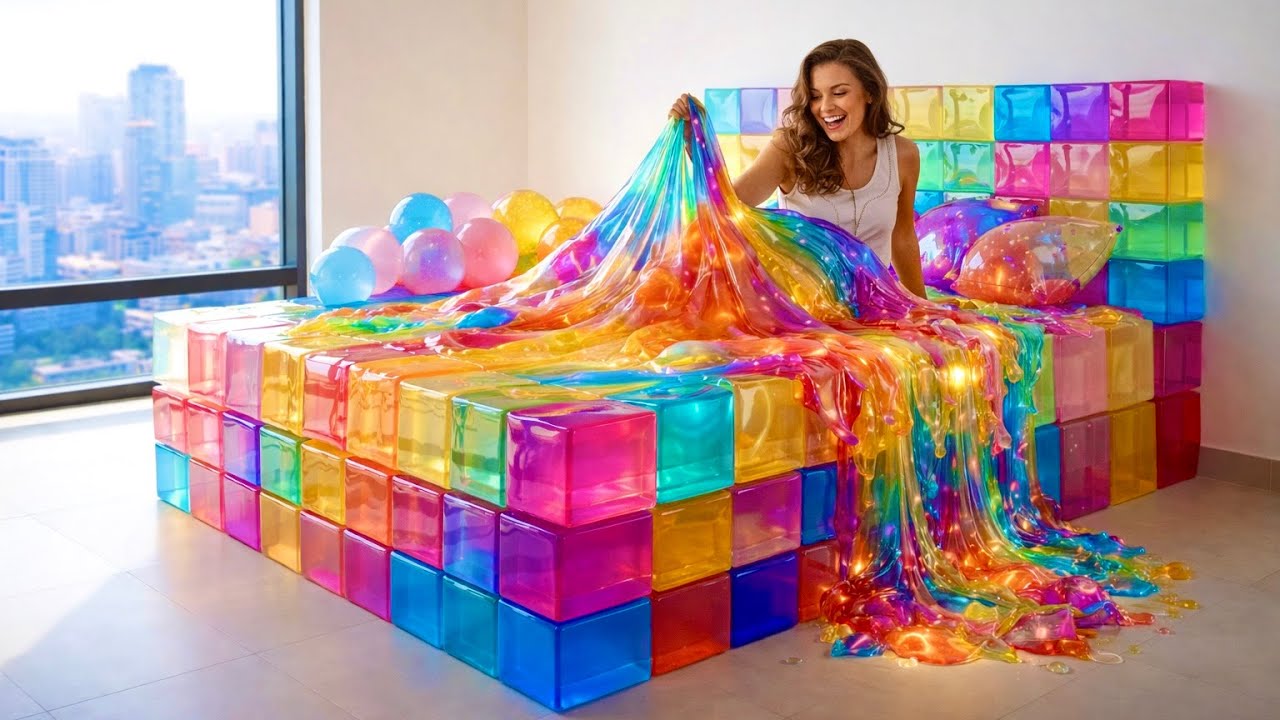 Which Crazy Rainbow Jelly Cube Bed Would You Choose? 🌈✨ | Ultimate Oddly Satisfying AI ASMR