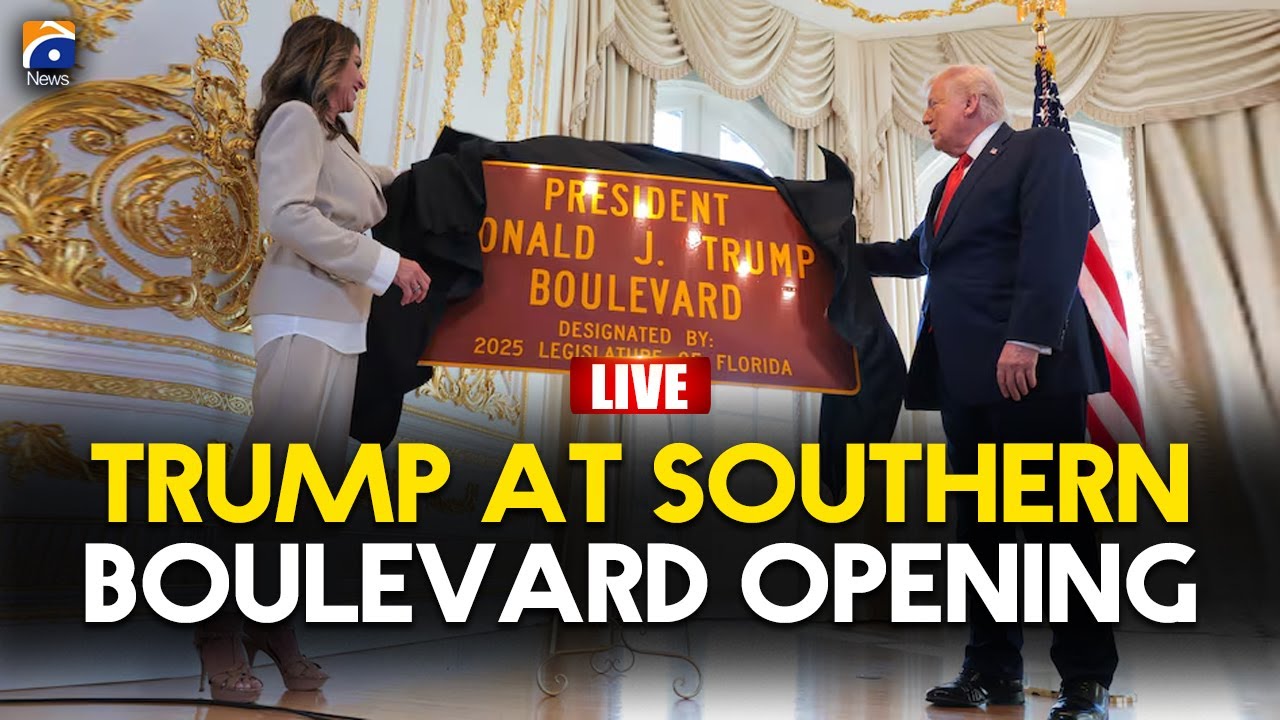 🔴 𝗟𝗶𝘃𝗲: President Trump Attends Southern Boulevard Dedication Ceremony | Geo News English