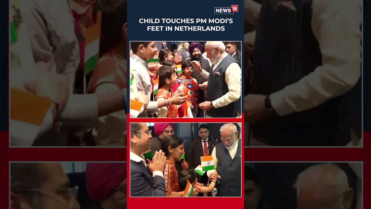 Child Touches PM Modi&rsquo;s Feet During Warm Indian Diaspora Welcome in The Hague | PM Modi News | N18S