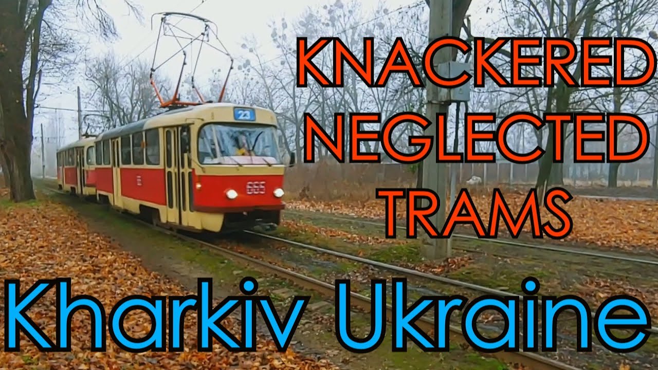 Knackered neglected trams in Kharkiv Kharkov Ukraine