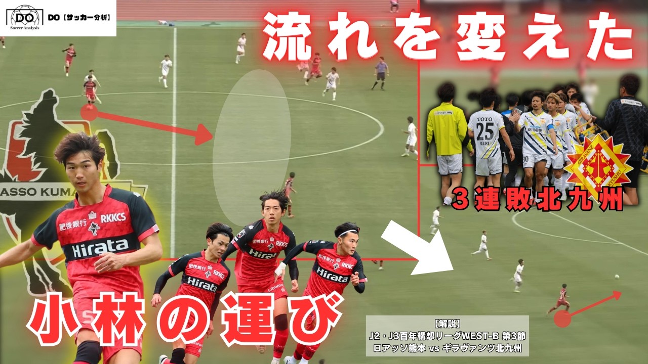 【4発快勝】相性の悪かった北九州に3点差で勝利 ギラヴァンツ北九州戦を解説【ロアッソ熊本】【サッカー分析】