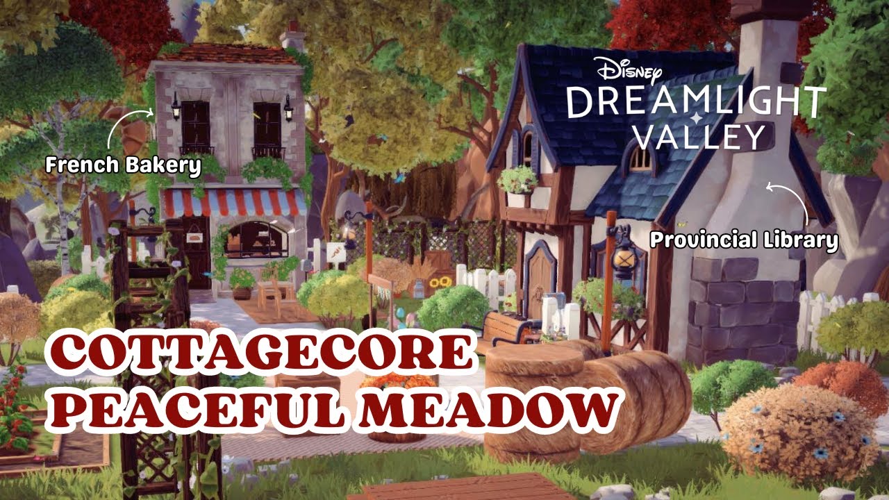 French Bakery & Provincial Library Cottagecore Build | Disney Dreamlight Valley Speed Build
