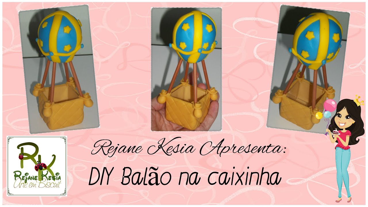 DIY bal&atilde;o em biscuit na caixa acrilica - Rejane Kesia