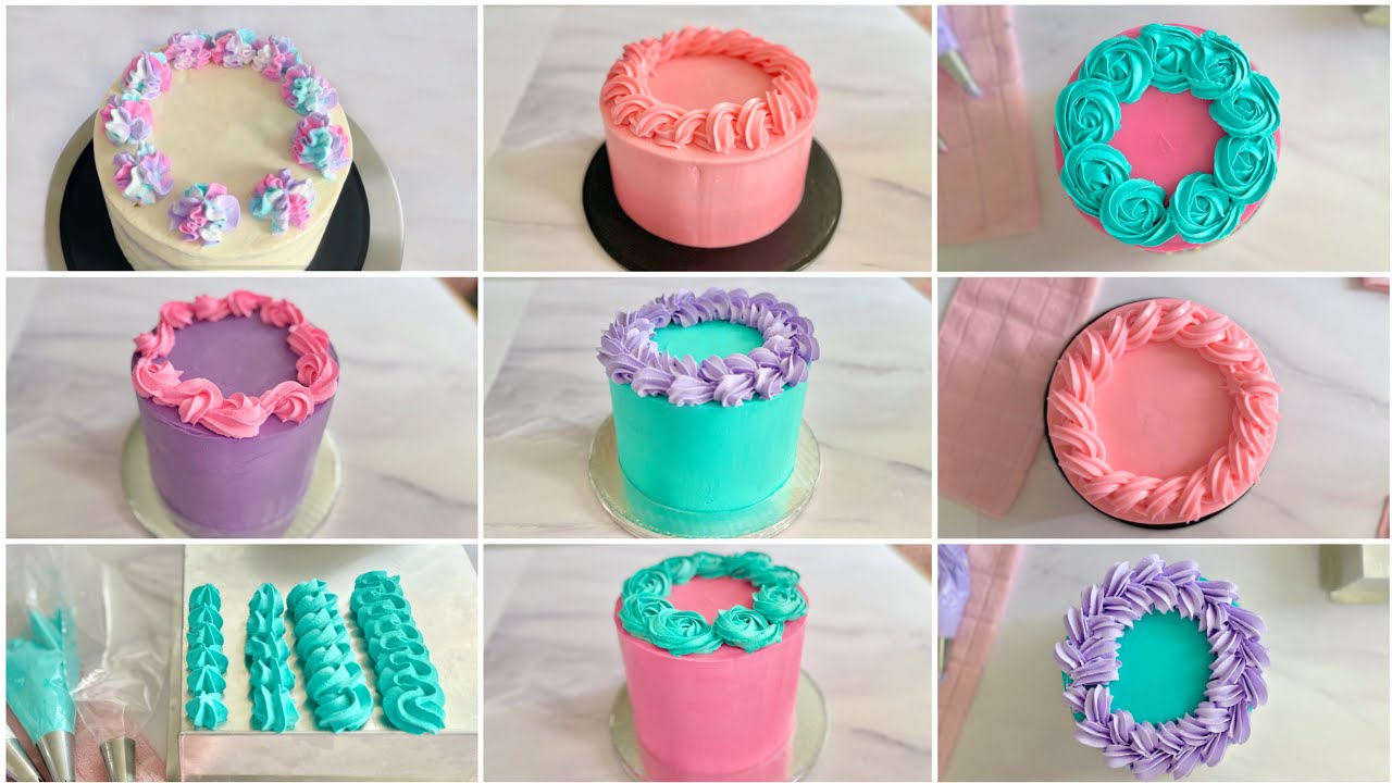 🎂 Украшение ТОРТОВ для начинающих 12 ОСНОВНЫХ КРАЯ для торта с одинарной насадкой 1М