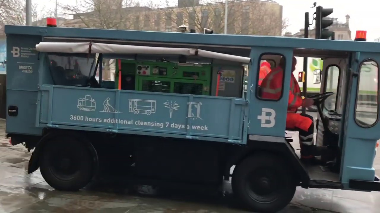 A converted milk float is now helping to clean Bristol city centre’s streets