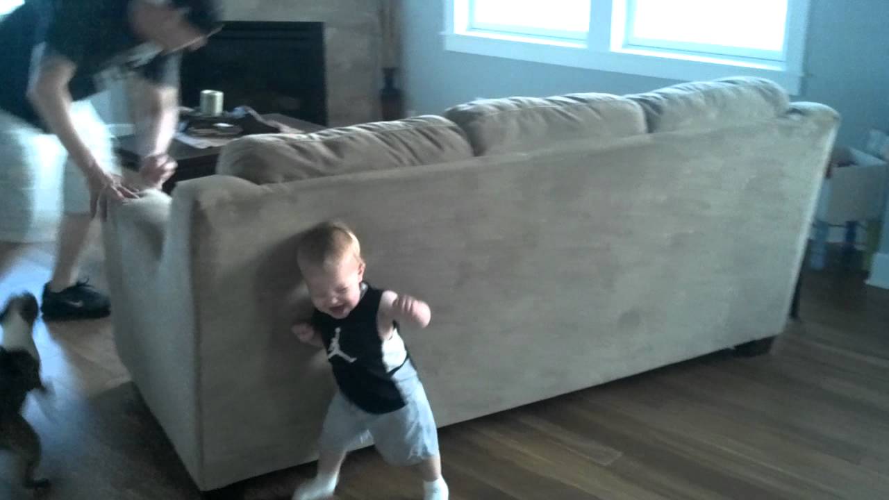 Baby chasing Daddy