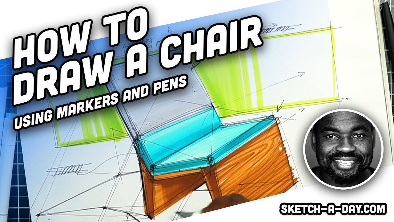 How to Design and Draw a Chair using Ohuhu Design Markers and Pens - sketch a day