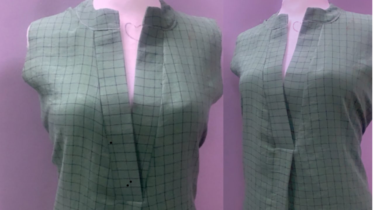 🧵تعلمي معي خياطة ياقة مستديره مع فتحة صدر وكسرة 🪡🪡
