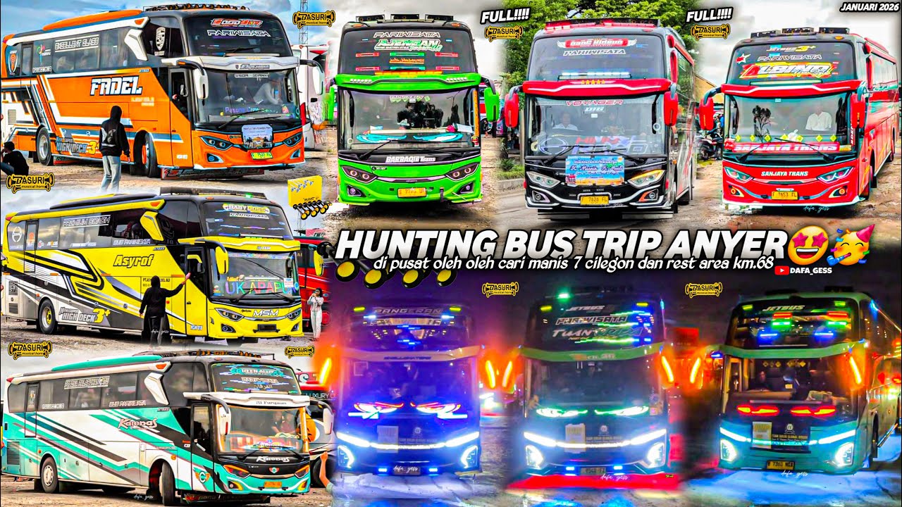 FULL BUS TELOLET BASURI‼️hunting bus trip anyer di CM7 dan rest area km68🤩area wajib nyalain basuri🤯