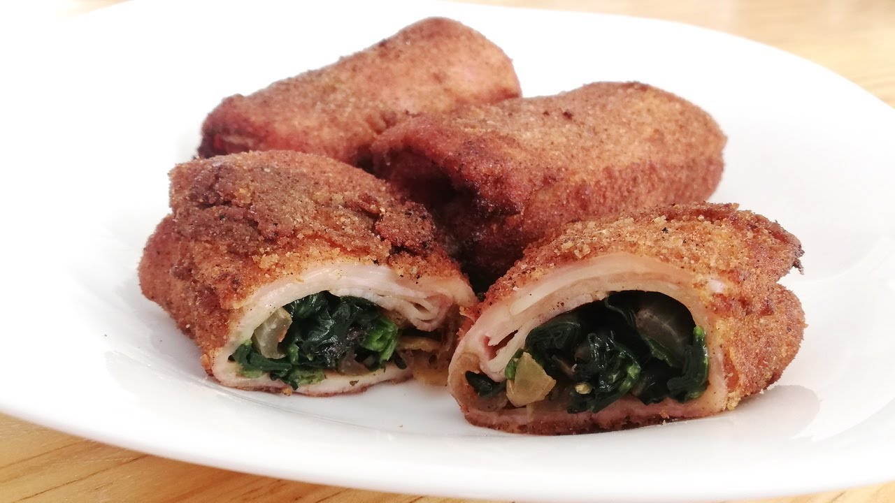 ROLLITOS DE JAMÓN CON QUESO Y ESPINACA