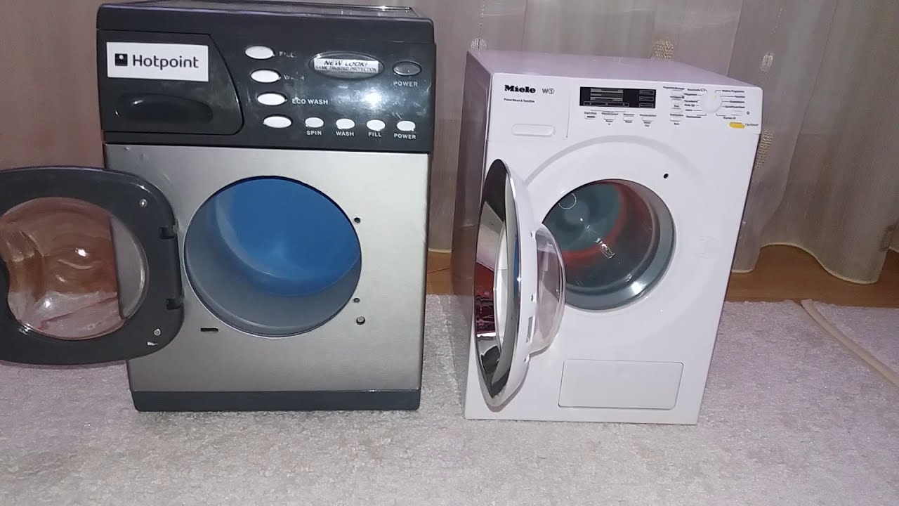 Toy washing machines modified spin race with open doors