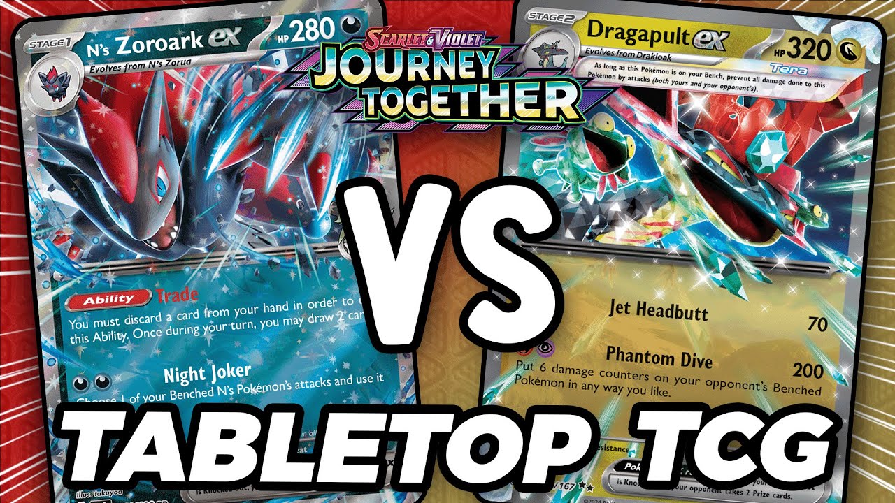 Can N's Zoroark ex Defeat Dragapult ex in this Journey Together Tabletop Match!?