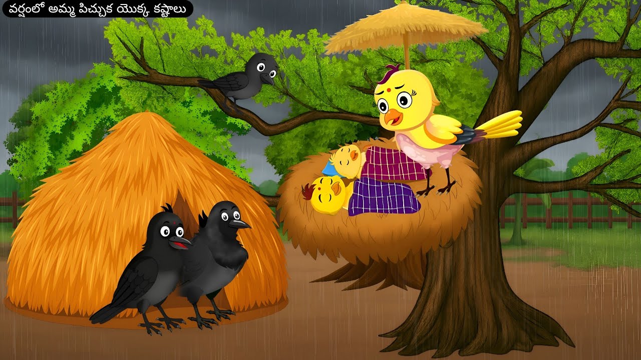 వర్షంలో అమ్మ పిచ్చుక యొక్క కష్టాలు | Renu pichuka cartoon | moral storys | Birds cartoons |