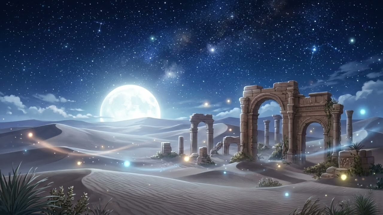 Desert Moon Night 🌙 Calm Lofi Under the Starry Sky